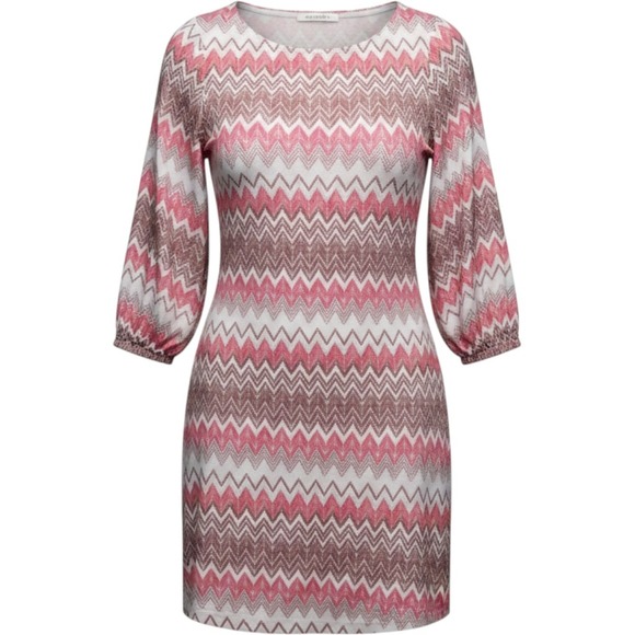 Hourglass Lilly Dresses & Skirts - Hourglass Lilly Woman's Small Chevron Zigzag Shift Dress 3/4 Sleeve Made in USA